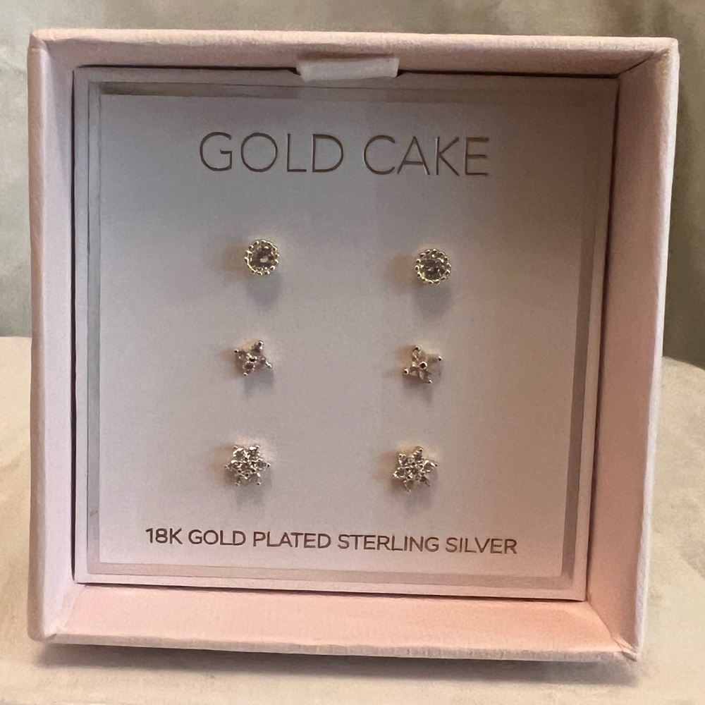 Gold Cake Three Earring Set